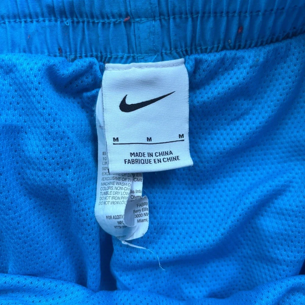 Nike Mens Blue Stacked Logo Swim Trunks Mesh Lined Board Shorts Size M